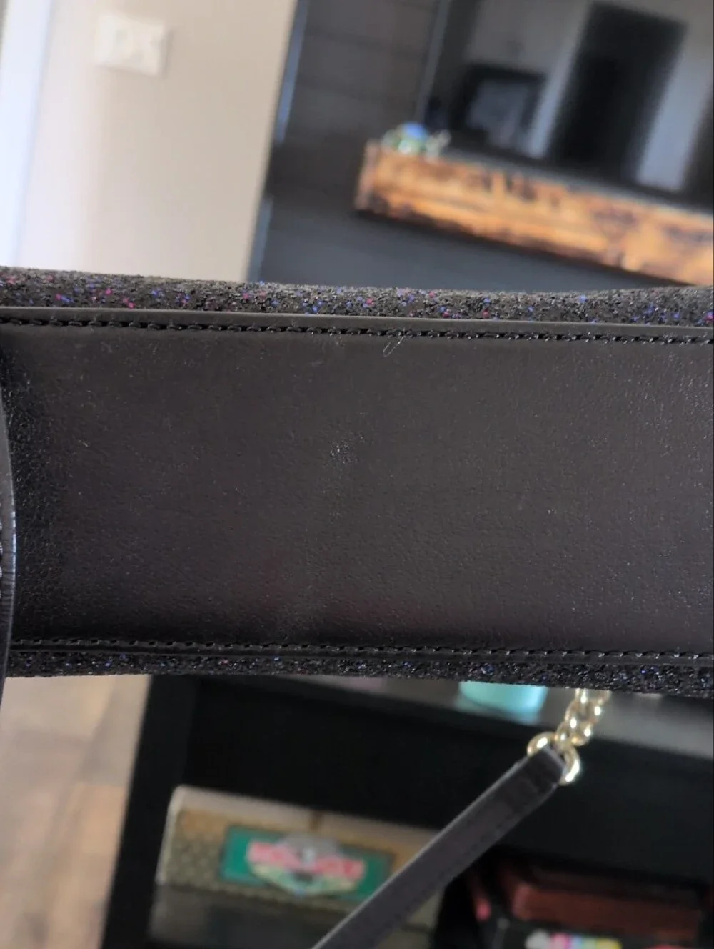 kate spade Black Glitter Top-Handle Satchel with Purple Sparkle